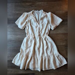 Flying Tomato Prarie Dress Cream/Light Peach Color w/Lace and Fabric Buttons
